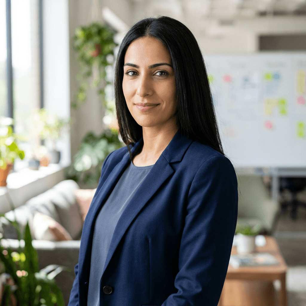 Portrait of Layla Haddad, Managing Director of a retail group